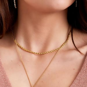 Necklace double chain star & moon h5 Picture4